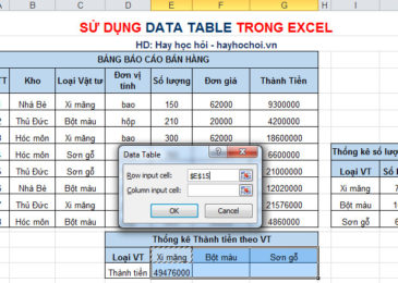 data table 1 biến thống kê dữ liệu h5