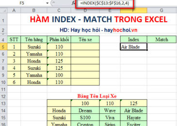 Cách sử dụng hàm index và match – how to use index and match in excel