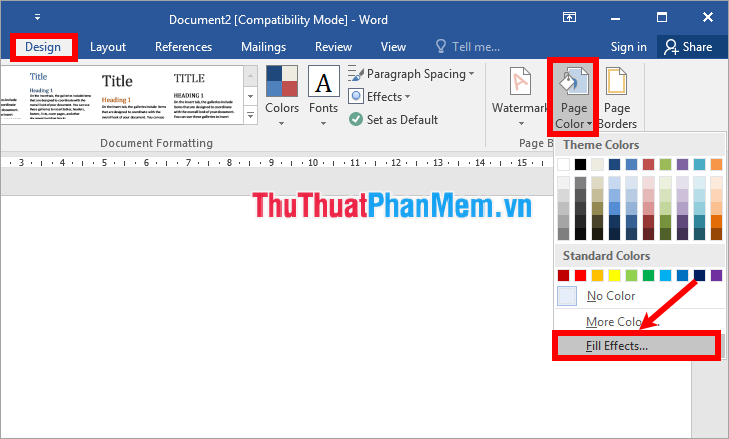 Chọn Fill Effects