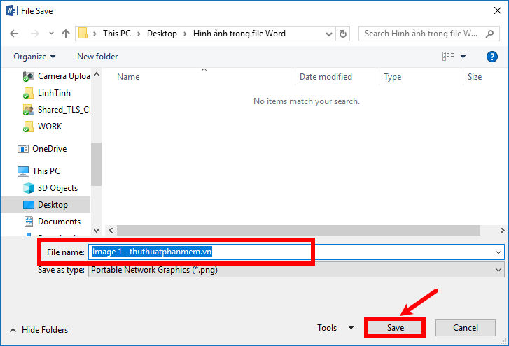 Đặt tên hình ảnh vào ô File name và chọn Save