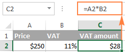 Using mathematical operators in Excel formulas