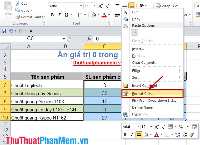 Format Cells