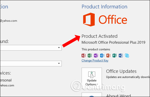 Bản Office 2019 đã kích hoạt