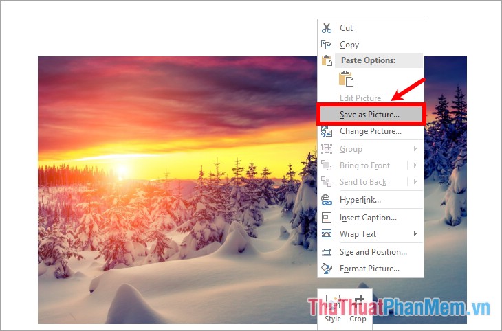 Nhấn chuột phải vào hình ảnh và chọn Save as Picture