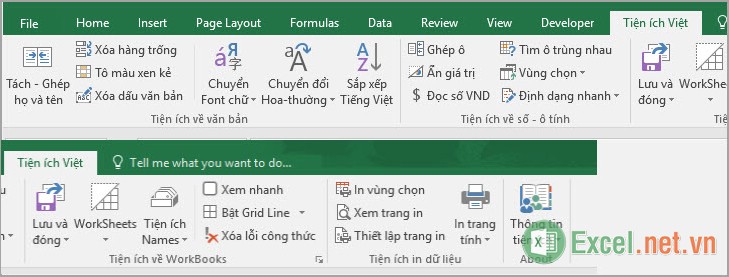 Tiện ích Excel hay